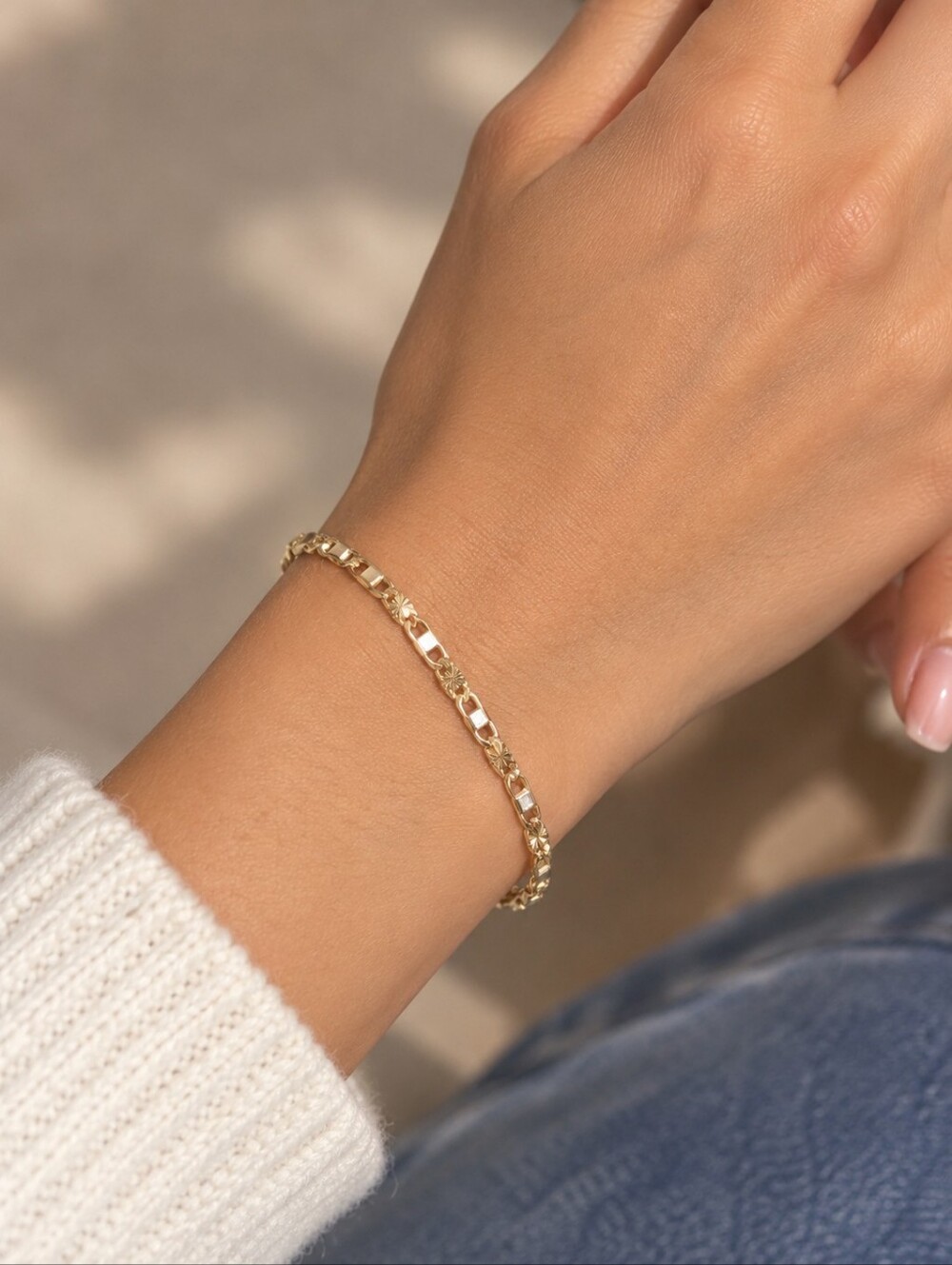 18k Gold Filled Link Bracelet New 7"